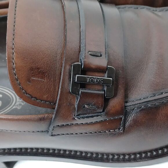 Tod's Leather Loafers Mens 7.5 Brown Bit Slip On Dress Shoes Made in Italy - Picture 12 of 13